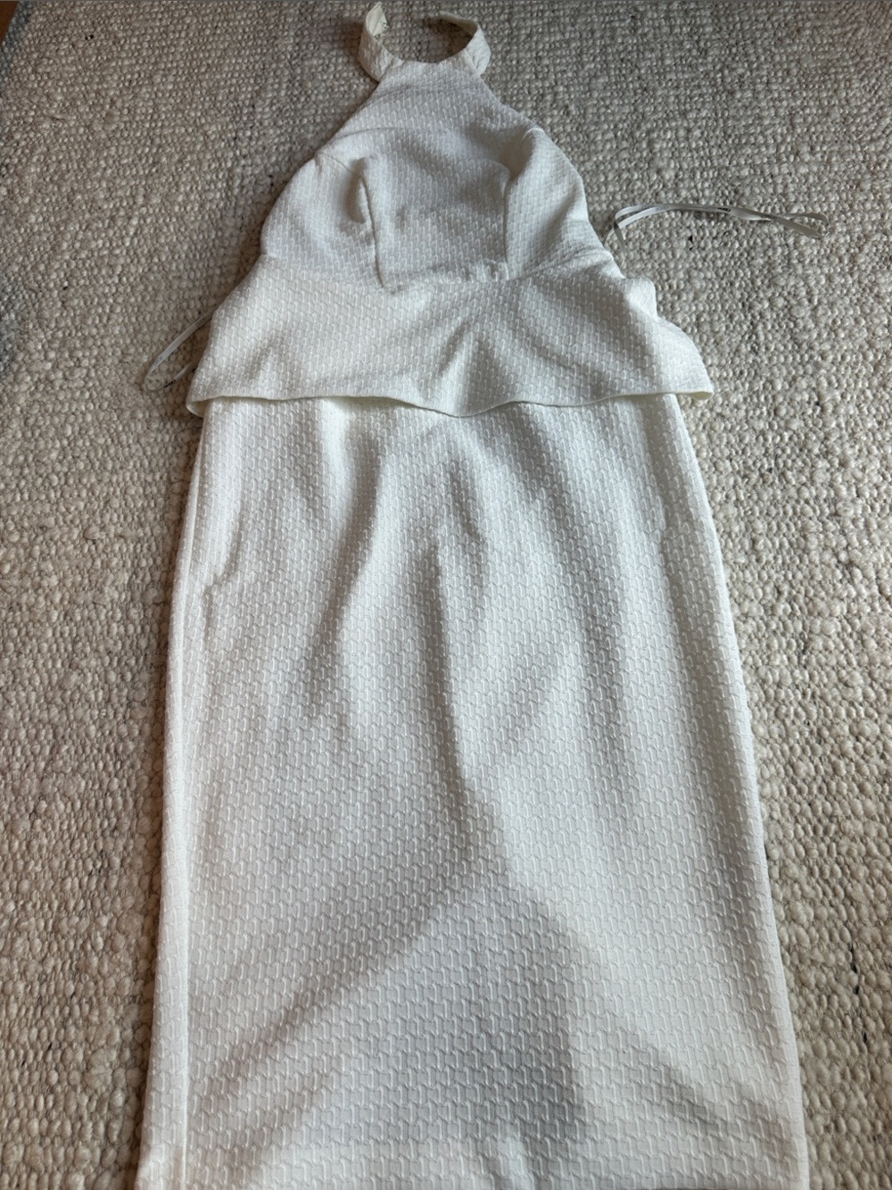 ASOS Ivory Textured Halter Midi Dress